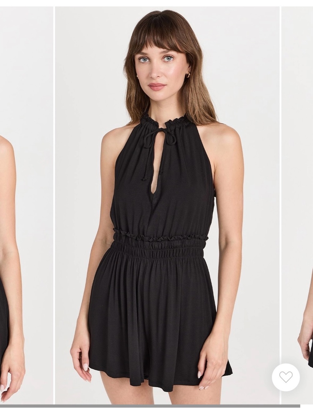 Z Supply Black Halter Tie Neck Smocked Waist Romper